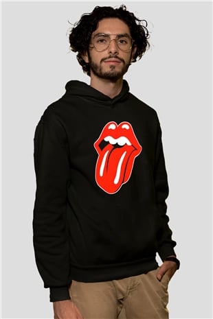 The Rolling Stones Logo Siyah Unisex Hoodie