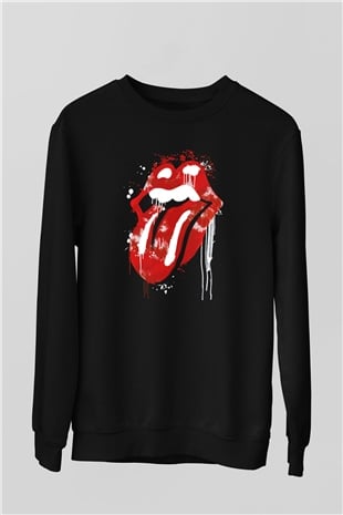 The Rolling Stones Logo Siyah Unisex Sweatshirt