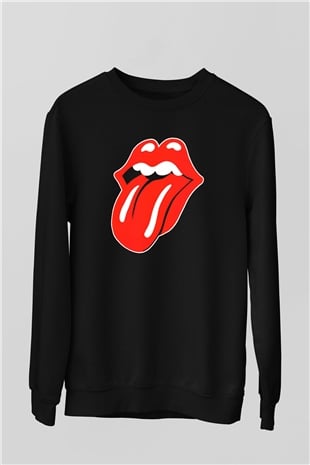 The Rolling Stones Logo Siyah Unisex Sweatshirt