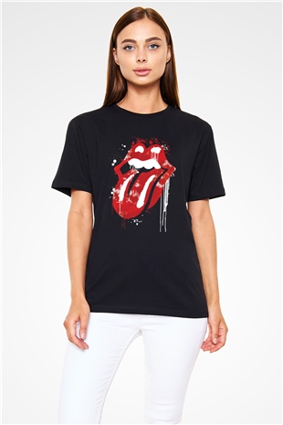 The Rolling Stones Logo Siyah Unisex Tişört T-Shirt - TişörtFabrikası