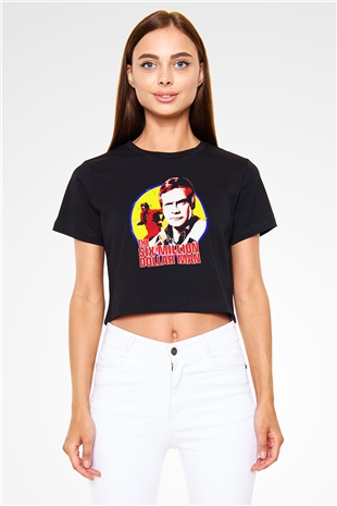 The Six Million Man Dollar Siyah   Crop Top Tişört