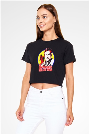 The Six Million Man Dollar Siyah   Crop Top Tişört