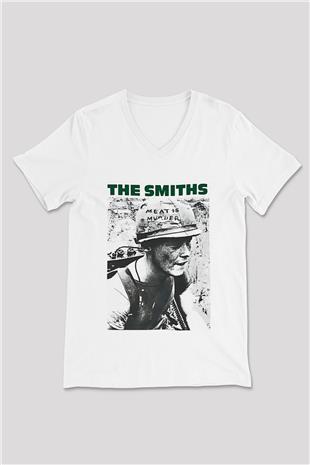 The Smiths Baskılı Beyaz Unisex V Yaka Tişört - Tshirt