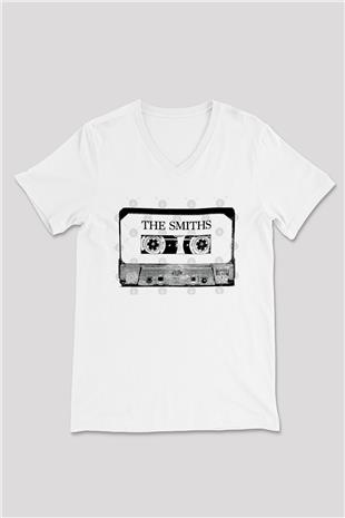 The Smiths Baskılı Beyaz Unisex V Yaka Tişört - Tshirt