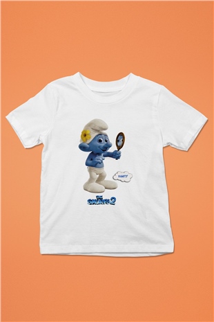 The Smurfs Şirinler Baskılı Beyaz Unisex Çocuk Tişört