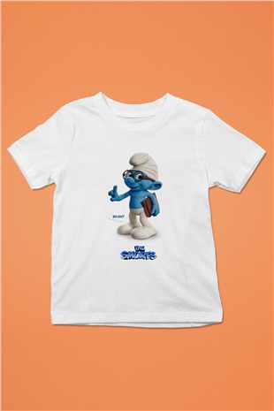 The Smurfs Şirinler Baskılı Beyaz Unisex Çocuk Tişört