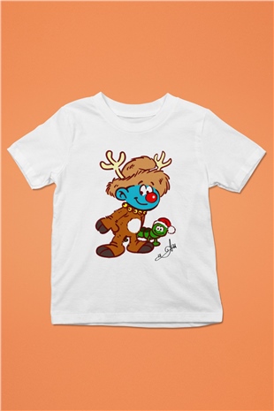 The Smurfs Şirinler Baskılı Beyaz Unisex Çocuk Tişört