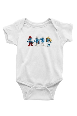 The Smurfs Şirinler Beyaz Bebek Body - Zıbın
