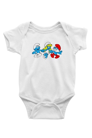 The Smurfs Şirinler Beyaz Bebek Body - Zıbın