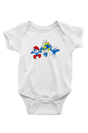 The Smurfs Şirinler Beyaz Bebek Body - Zıbın