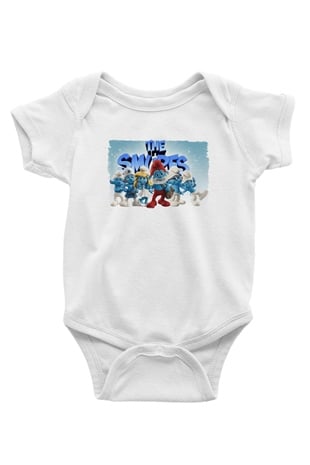 The Smurfs Şirinler Beyaz Bebek Body - Zıbın