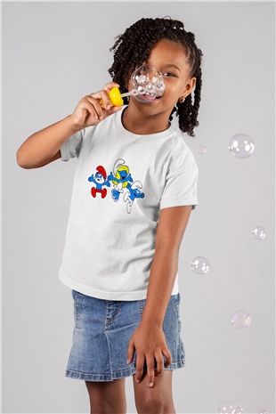 The Smurfs Şirinler Beyaz Unisex  Çocuk Tişört