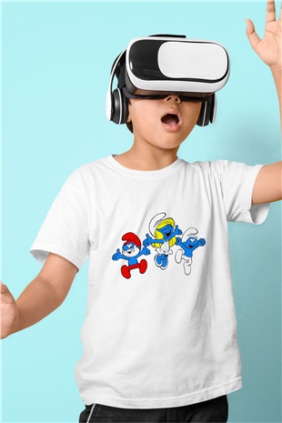 The Smurfs Şirinler Beyaz Unisex  Çocuk Tişört