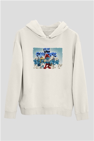 The Smurfs Şirinler Beyaz Unisex Hoodie