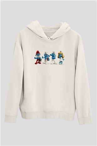 The Smurfs Şirinler Beyaz Unisex Hoodie