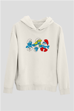 The Smurfs Şirinler Beyaz Unisex Hoodie