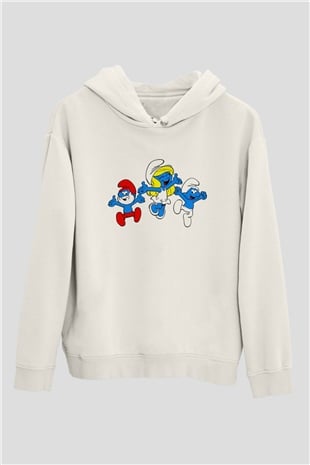 The Smurfs Şirinler Beyaz Unisex Hoodie