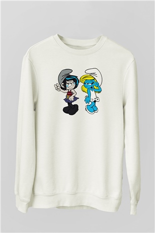 The Smurfs Şirinler Beyaz Unisex Sweatshirt