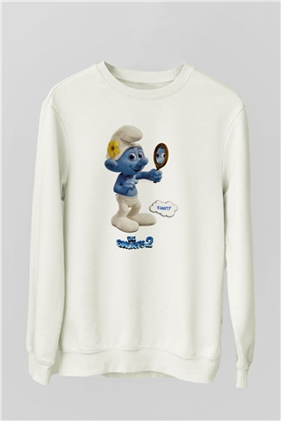 The Smurfs Şirinler Beyaz Unisex Sweatshirt