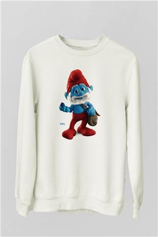 The Smurfs Şirinler Beyaz Unisex Sweatshirt