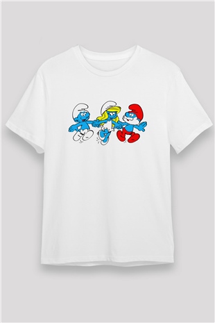 The Smurfs Şirinler Beyaz Unisex Tişört