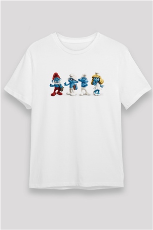The Smurfs Şirinler Beyaz Unisex Tişört