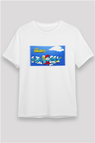 The Smurfs Şirinler Beyaz Unisex Tişört