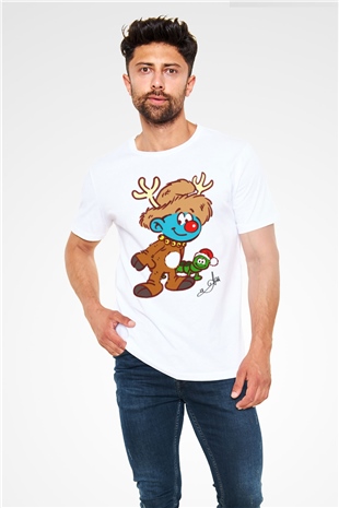 The Smurfs Şirinler Beyaz Unisex Tişört