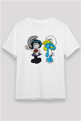 The Smurfs Şirinler Beyaz Unisex Tişört
