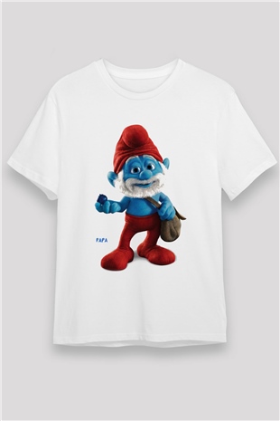 The Smurfs Şirinler Beyaz Unisex Tişört
