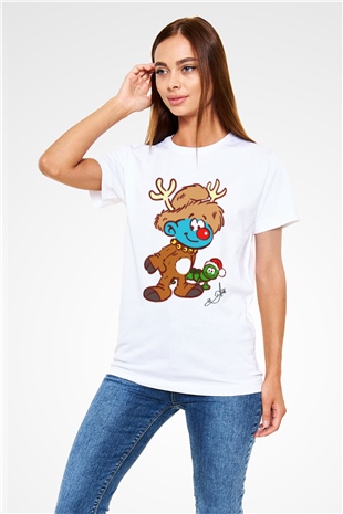 The Smurfs Şirinler Beyaz Unisex Tişört