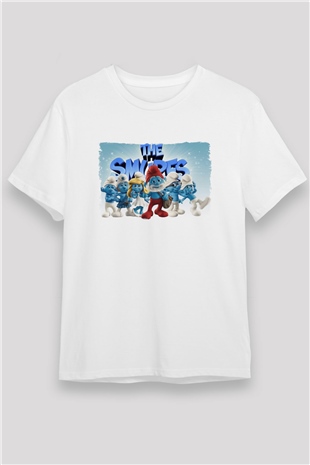 The Smurfs Şirinler Beyaz Unisex Tişört