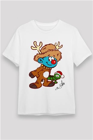 The Smurfs Şirinler Beyaz Unisex Tişört