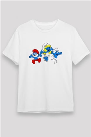 The Smurfs Şirinler Beyaz Unisex Tişört