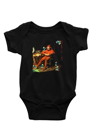 The Smurfs Şirinler Siyah Bebek Body - Zıbın