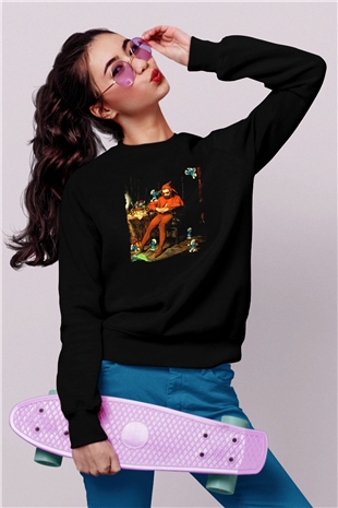 The Smurfs Şirinler Siyah Unisex  Sweatshirt