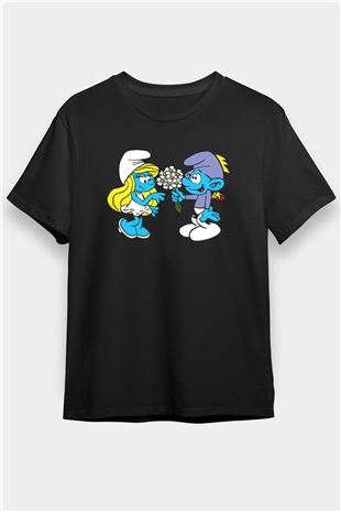 The Smurfs Şirinler Siyah Unisex Tişört