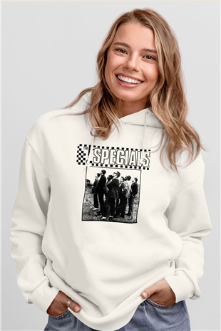 The Specials Beyaz Unisex Kapşonlu Sweatshirt