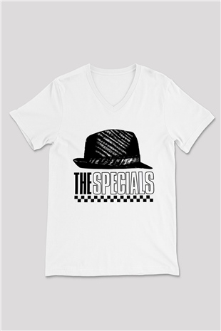 The Specials Beyaz Unisex V Yaka Tişört T-Shirt