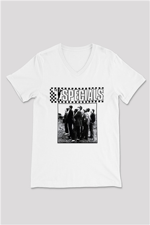The Specials Beyaz Unisex V Yaka Tişört T-Shirt