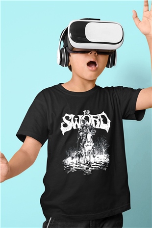 The Sword Baskılı Siyah Unisex Çocuk Tişört