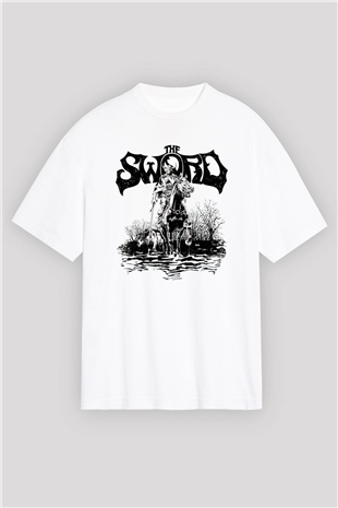 The Sword Beyaz Unisex Oversize Tişört T-Shirt