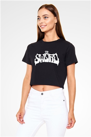 The Sword Siyah Crop Top Tişört