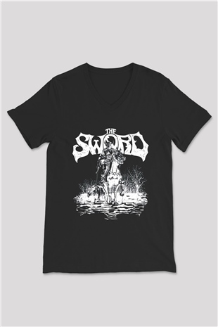 The Sword Siyah Unisex V Yaka Tişört T-Shirt
