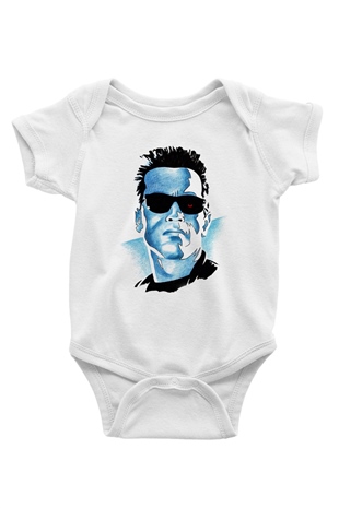 The Terminator Baskılı Beyaz Unisex Bebek Body - Zıbın