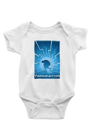 The Terminator Baskılı Beyaz Unisex Bebek Body - Zıbın