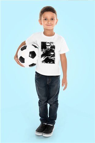 The Terminator Baskılı Beyaz Unisex Çocuk Tişört