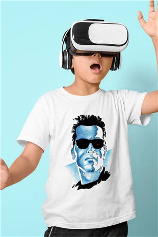 The Terminator Baskılı Beyaz Unisex Çocuk Tişört