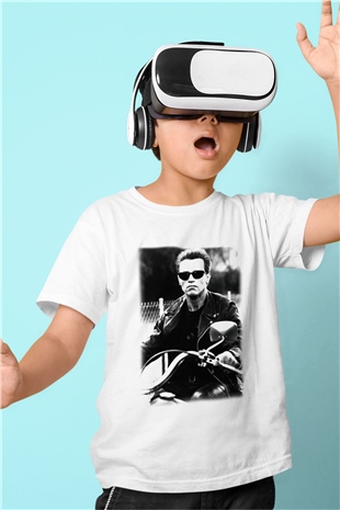 The Terminator Baskılı Beyaz Unisex Çocuk Tişört