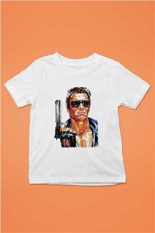 The Terminator Baskılı Beyaz Unisex Çocuk Tişört